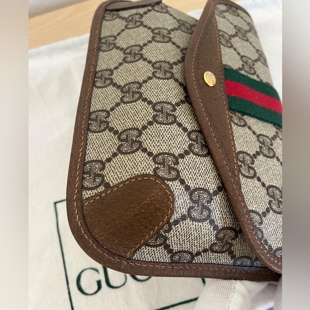 Vintage Gucci GG Supreme Sherry Line Clutch Italy Rare - Picture 7 of 15